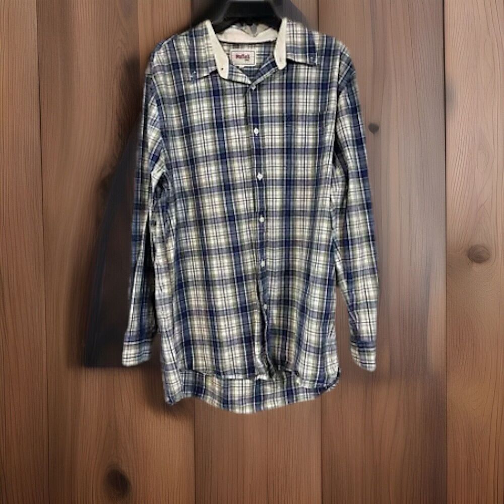 Stafford Prep XL Men's Blue Plaid Long Sleeve Button Down Shirt Cotton Blend